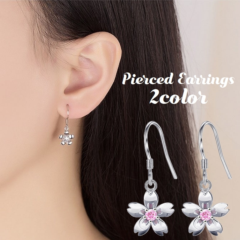 フックピアス レディース アクセサリー ラインストーン 桜 サクラ さくら 花 フラワー 上品 華奢 カジュアル シンプル かわいい 揺れる デイリー プレゼント ギフト 贈り物 お祝い 記念日 誕生日 デート 女子会 パーティー 入学 卒業 結婚式 お呼ばれ お出かけ 普段使い おしゃれ きれいめ OL オフィス フェミニン エレガント 大人女子 シルバーカラー