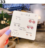 ピアス 7点セット スタッドピアス レディース 女性 アクセサリー 小ぶり 小さめ ラインストーン ハート スター パール調 デザイン豊富 シンプル 上品 きれいめ お洒落 おしゃれ かわいい 普段使い デイリー お出かけ 耳飾り ギフト プレゼント 婦人用
