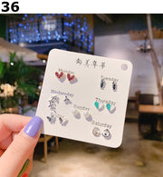 ピアス 7点セット スタッドピアス レディース 女性 アクセサリー 小ぶり 小さめ ラインストーン ハート スター パール調 デザイン豊富 シンプル 上品 きれいめ お洒落 おしゃれ かわいい 普段使い デイリー お出かけ 耳飾り ギフト プレゼント 婦人用