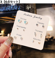 ピアス 6点セット 7点セット スタッドピアス レディース 女性 アクセサリー 小ぶり 小さめ ラインストーン ハート スター パール調 デザイン豊富 シンプル 上品 きれいめ お洒落 おしゃれ かわいい 普段使い デイリー お出かけ 耳飾り ギフト プレゼント 婦人用