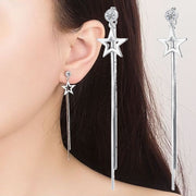 ピアス スタッドピアス バックキャッチ レディース アクセサリー ロング 揺れる かわいい チェーン ラインストーン 星 スター ビジュー 宝石風 天然石風 スネークチェーン シルバーカラー 普段使い お出かけ お呼ばれ 可愛い おしゃれ きれいめ 上品 女性 彼女 妻 嫁 大人女子 婦人 ガールズ プレゼント ギフト 贈り物 誕生日 記念日 母の日 ホワイトデー クリスマス