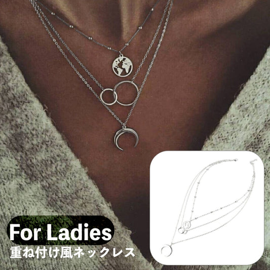 ネックレス 重ね付け風 3連 レディース 女性 アクセサリー 商品画像