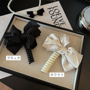 コイルアップポニー コイルポニー ポニーフック レディース ヘアアクセサリー ブラック ホワイト リボン かわいい 大きめ