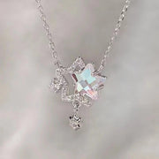 ネックレス レディース 女性 婦人 アクセサリー 星 スター ラインストーン かわいい おしゃれ 普段使い シルバーカラー ギフト プレゼント キラキラ