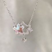 ネックレス レディース 女性 婦人 アクセサリー 星 スター ラインストーン かわいい おしゃれ 普段使い シルバーカラー ギフト プレゼント キラキラ