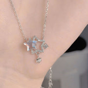 ネックレス レディース 女性 婦人 アクセサリー 星 スター ラインストーン かわいい おしゃれ 普段使い シルバーカラー ギフト プレゼント キラキラ