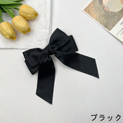 バレッタ レディース 女性 婦人 大人 髪飾り 髪留め ヘアアクセサリー リボン型 リボン風 黒 白 ピンク 赤 無地 シンプル おしゃれ かわいい 可愛い カラバリ豊富