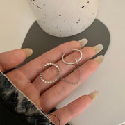 指輪 ダブルチェーンリング レディース 女性用 オープンリング ラインストーン ひし形 ウェーブ ギザギザ クロス 十字架 おしゃれ 華やか かわいい プレゼント ギフト 誕生日 記念日 デイリー 普段使い お出かけ
