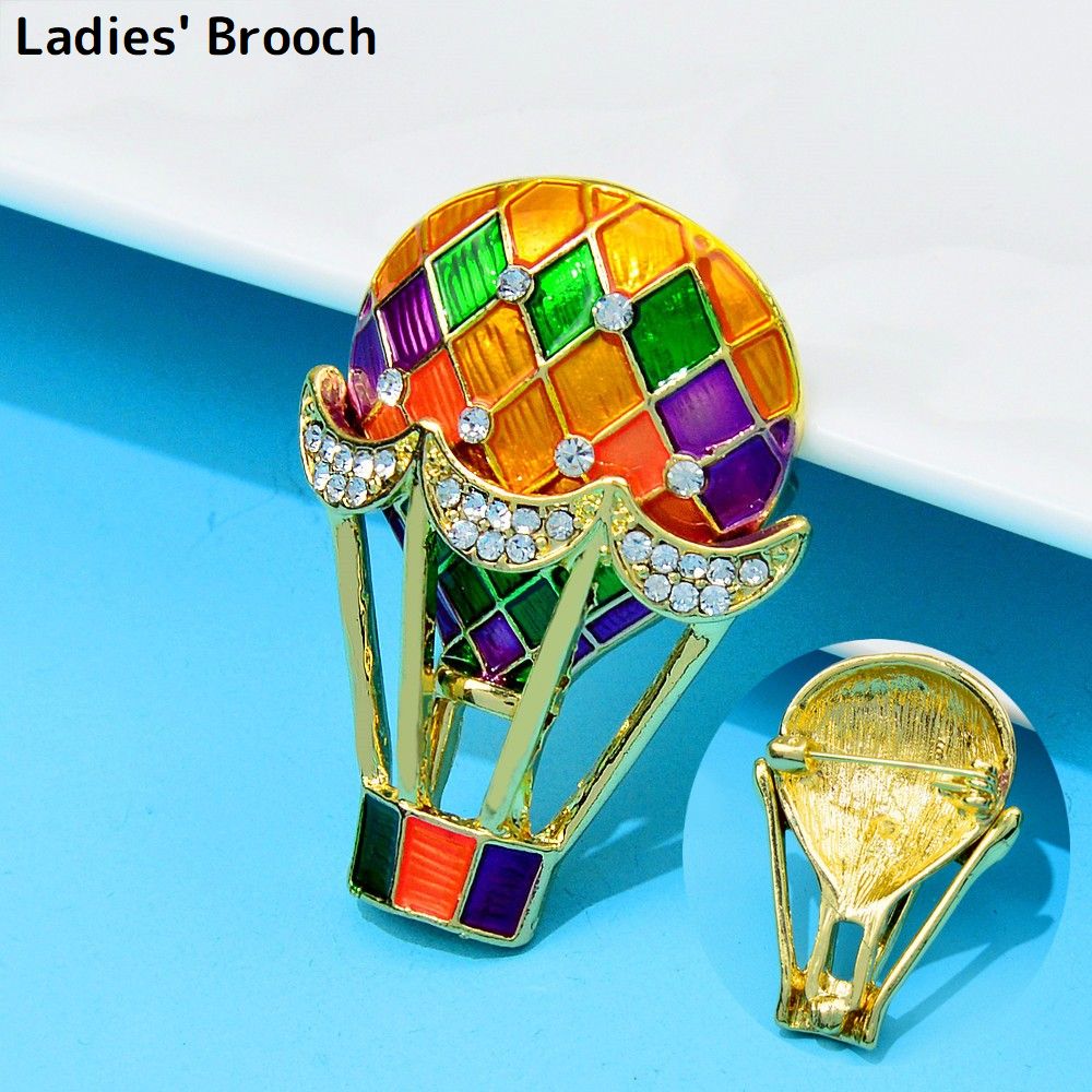 ブローチ ピンブローチ レディース アクセサリー 気球 バルーン キラキラ カラフル ラインストーン ビジュー 可愛い おしゃれ