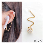 イヤホンホルダー イヤーカフ レディース 女性用 アクセサリー 耳飾り ワイヤレスイヤホン AirPods 紛失 落下防止 フェイクパール ラインストーン おしゃれ かわいい