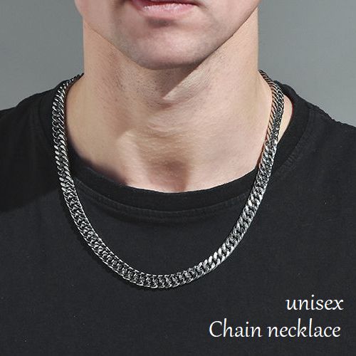 ネックレス メンズ レディース アクセサリー チェーンネックレス シンプル 太め シルバーカラー ショートネックレス 首飾り 男女兼用 ユニセックス