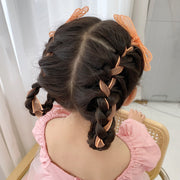 リボン付きクチバシクリップ 2個セット キッズ ジュニア 女の子 ヘアアクセサリー ピンク オレンジ かわいい オシャレ
