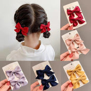 ヘアクリップ 2個セット キッズ 子ども 女の子 ガールズ リボン ヘアアクセサリー 髪留め 髪飾り 可愛い かわいい おしゃれ ガーリー キュート キレイ
