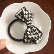ヘアゴム 髪ゴム レディース 女性 ヘアアクセサリー ファッション雑貨 小物 リボン 総柄 チェック 千鳥格子 ブラック ホワイト カジュアル かわいい キュート シック フォーマル