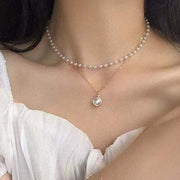 ネックレス 2連風 フェイクパール 重ね付け風アクセサリー レディース 女性用 チェーン 上品 エレガント おしゃれ 華やか パーティ フォーマル プレゼント ギフト 誕生日 記念日 ファッション小物