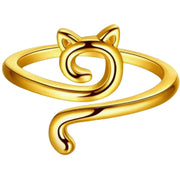 リング 指輪 レディース アクセサリー オープンリング 猫 ネコ キャット アニマル かわいい おしゃれ シンプル サイズ 調節可能 女性 女子 プレゼント ギフト 記念日 誕生日