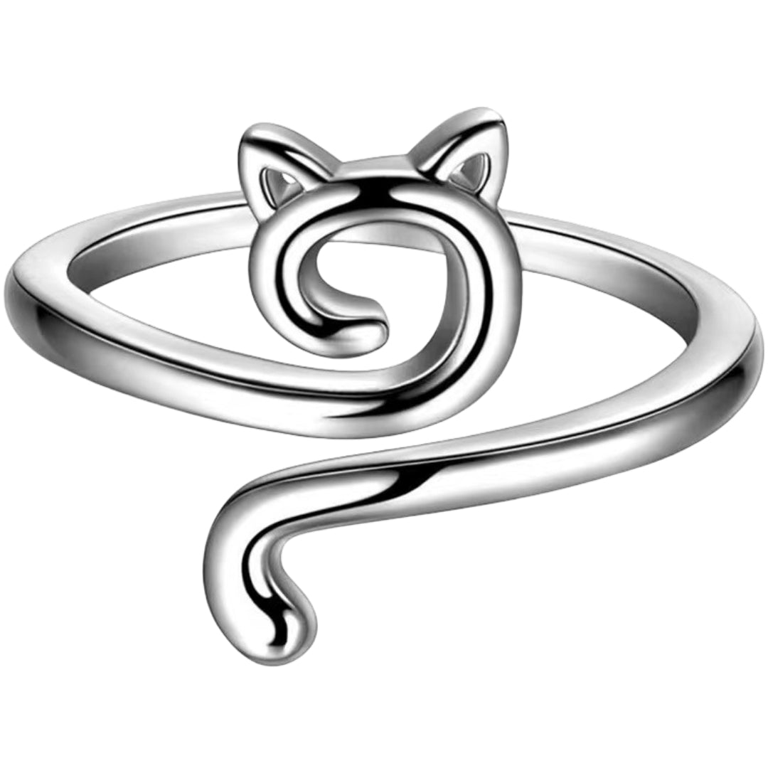 リング 指輪 レディース アクセサリー オープンリング 猫 ネコ キャット アニマル かわいい おしゃれ シンプル サイズ 調節可能 女性 女子 プレゼント ギフト 記念日 誕生日