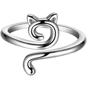 リング 指輪 レディース アクセサリー オープンリング 猫 ネコ キャット アニマル かわいい おしゃれ シンプル サイズ 調節可能 女性 女子 プレゼント ギフト 記念日 誕生日