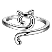 リング 指輪 レディース アクセサリー オープンリング 猫 ネコ キャット アニマル かわいい おしゃれ シンプル サイズ 調節可能 女性 女子 プレゼント ギフト 記念日 誕生日