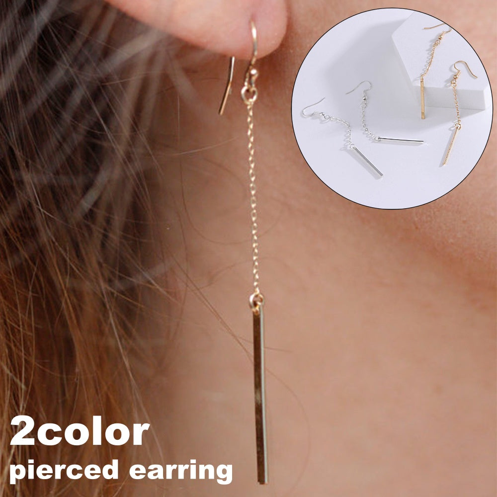 フックピアス バーピアス チェーン Iライン スティックピアス レディース アクセサリー スウィング ロングピアス 揺れる ゴールドカラー シルバーカラー 大人 上品 スタイリッシュ