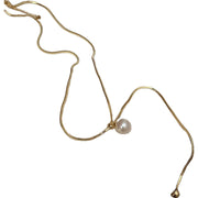 ネックレス ロング アクセサリー レディース 女性 パール調 フェイクパール シンプル チェーン 上品 おしゃれ 大人可愛い 結婚式 イベント プレゼント ギフト 華奢 細め 仕事 ゴールドカラー シルバーカラー 長さ調節 20代 30代 40代 50代 60代