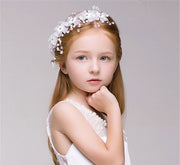 ヘッドドレス ヘアアクセサリー キッズ ジュニア カチューシャ 髪飾り 子供 女の子 ヘアアレンジ おめかし 結婚式 パーティ お呼ばれ 花 フラワー ホワイト