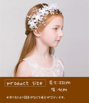 ヘッドドレス ヘアアクセサリー キッズ ジュニア カチューシャ 髪飾り 子供 女の子 ヘアアレンジ おめかし 結婚式 パーティ お呼ばれ 花 フラワー ホワイト