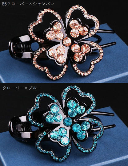 ヘアクリップ サイドバンスクリップ ヘアアクセサリー レディース ラインストーン フラワー 商品画像4