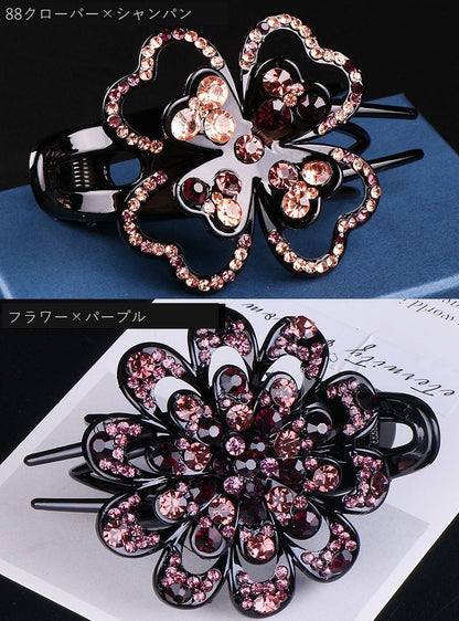 ヘアクリップ サイドバンスクリップ ヘアアクセサリー レディース ラインストーン フラワー 商品画像5