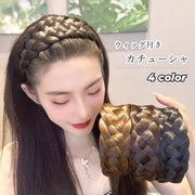 カチューシャ 部分ウィッグ ウィッグ付き レディース 女性 ヘアアクセサリー ファッション雑貨 三つ編み風 幅広 ブラック ブラウン シンプル カジュアル かわいい キュート おしゃれ