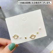 スタッドピアス 3ペアセット アクセサリー レディース 女性用 ファッション小物 小ぶり 小さめ ラインストーン フェイクパール ボール 惑星 土星 プラネット シンプル かわいい おしゃれ 上品 プレゼント ギフト 誕生日 記念日 デイリー 普段使い 通勤 通学 オフィス