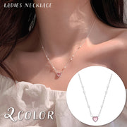 ネックレス ハート レディース 女性 アクセサリー フェイクパール ピンク 透明感 かわいい 可愛い おしゃれ キュート ラブリー 女の子 プレゼント ギフト