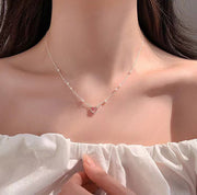 ネックレス ハート レディース 女性 アクセサリー フェイクパール ピンク 透明感 かわいい 可愛い おしゃれ キュート ラブリー 女の子 プレゼント ギフト