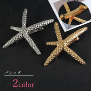 バレッタ ヘアクリップ 髪留め レディース 女性 ヘアアクセサリー ファッション雑貨 小物 ヒトデ シルバーカラー ゴールドカラー かわいい キュート 大きめ 華やか ユニーク プレゼント ギフト
