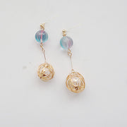 イヤリング ピアス ノンホールピアス レディース アクセサリー スタッドピアス 耳飾り 球体 ロング スイング 揺れる きれい