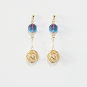 イヤリング ピアス ノンホールピアス レディース アクセサリー スタッドピアス 耳飾り 球体 ロング スイング 揺れる きれい