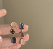 スタッドピアス レディース アクセサリー アシンメトリー 左右非対称 ストーン風 透け感 おしゃれ かわいい きれいめ お出かけ フェミニン エレガント
