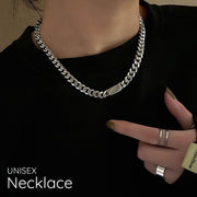 ネックレス アクセサリー 男女兼用 メンズ レディース お揃い 太め シンプル 首飾り プレート ショート おしゃれ ギフト プレゼント