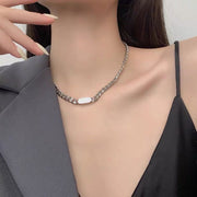 ネックレス アクセサリー 男女兼用 メンズ レディース お揃い 太め シンプル 首飾り プレート ショート おしゃれ ギフト プレゼント