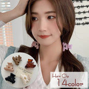ヘアクリップ バンスクリップ レディース 女性 ヘアアクセサリー くま クマ クリア 透明 単色 髪留め 髪飾り まとめ髪 ヘアアレンジ 簡単 かわいい キュート シンプル お出かけ カラバリ豊富 紫 ピンク 黄 白 ベージュ 青 赤 黒 カーキ 灰