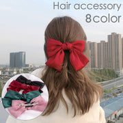 バレッタ ヘアクリップ ヘアアクセサリー レディース 女性 リボン ビッグ 大きめ 存在感 無地 シンプル ヘアアレンジ まとめ髪 華やか 上品 お洒落 お出かけ 婦人 ファッション小物