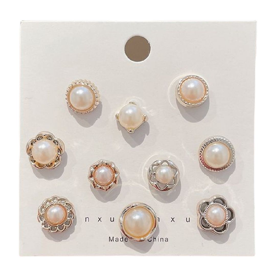 ピンブローチ ピンズ 10個セット 8個セット タックピン レディース 女性用 アクセサリー 花 フラワー ラインストーン フェイクパール おしゃれ かわいい フェミニン エレガント キラキラ きれいめ ワンポイント