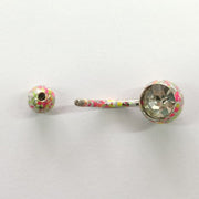 ボディピアス へそピアス 14G 単品 1個 レディース 女性 アクセサリー バーベル型 へそピ ヘソピ 軟骨 耳たぶ カラフル ラインストーン キラキラ バナナバーベル カーブバーベル 1.6mm 14ゲージ お洒落 可愛い 格好いい イヤーロブ 舌 眉 トラガス 臍 口 プレゼント ギフト 贈り物
