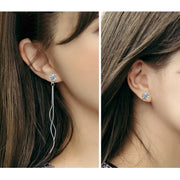 スタッドピアス アクセサリー レディース 女性用 ファッション小物 ラインストーン 立て爪 バックキャッチ チェーン 揺れる ゆらゆら 長め おしゃれ かわいい 上品 プレゼント ギフト 誕生日 記念日