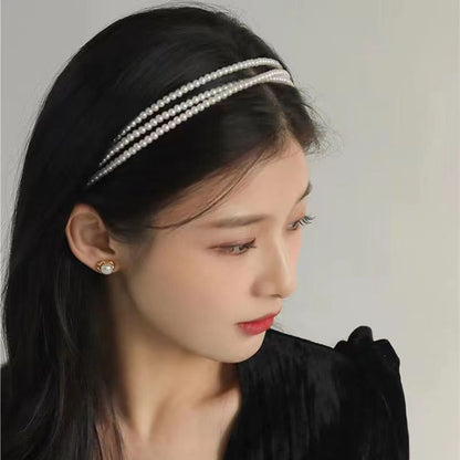 カチューシャ ヘアアクセサリー レディース 女性用 フェイクパール 3連 商品画像3
