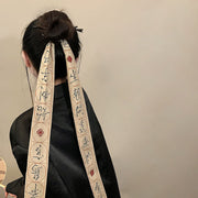 マジェステ かんざし 簪 リボン スカーフ レディース 女性 ヘアアクセサリー 髪飾り 髪留 オーバル ロング チャイナ風 大人可愛い おしゃれ 華やか 上品