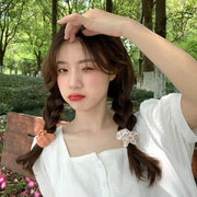 シュシュ ヘアアクセサリー レディース 2個セット ヘアゴム 花柄 かわいい 無地 ヘアアレンジ まとめ髪 フラワー カジュアル 女性用
