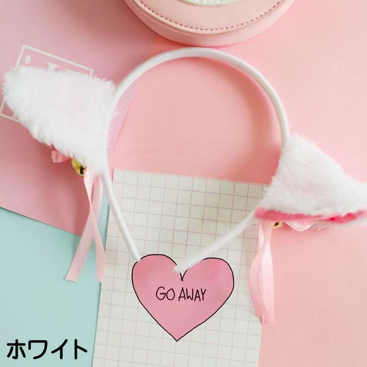 カチューシャ 猫耳 ネコ耳 リボン 鈴付き レディース 商品画像2