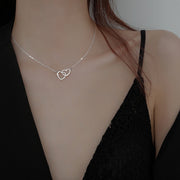 ネックレス ペンダント レディース アクセサリー チェーン チャーム ダブルハート 華奢 おしゃれ かわいい プレゼント ギフト