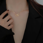 ネックレス ペンダント レディース アクセサリー チェーン チャーム ダブルハート 華奢 おしゃれ かわいい プレゼント ギフト